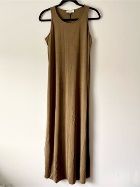 Zenana Outfitters Olive Brown Sleeveless Maxi Dress